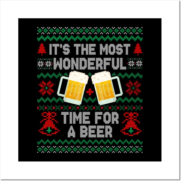 It's The Most Wonderful Time For A Beer Ugly Christmas Sweater Wall Art by Rebrand